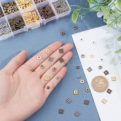 500Pcs 10 Style Tibetan Style Alloy Spacer Beads TIBEB-AR0001-06-1