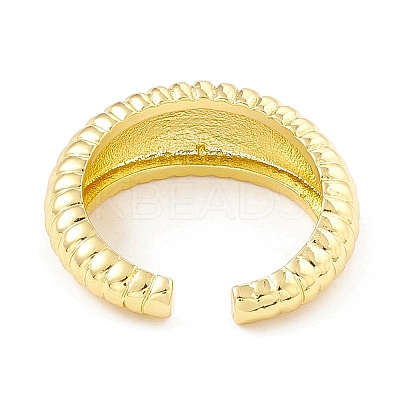 Rack Plating Brass Croissant Open Cuff Ring for Women LS-RJEW-I083-04G-1