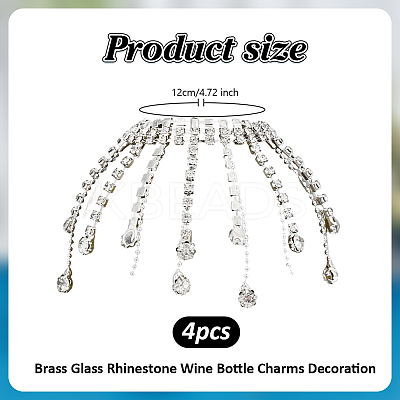 Brass Glass Rhinestone Wine Bottle Charms Decoration HJEW-OC00173-1
