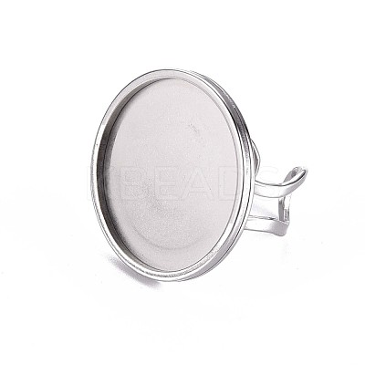 Non-Tarnish 201 Stainless Steel Cuff Pad Ring Settings X-STAS-S080-040G-P-1