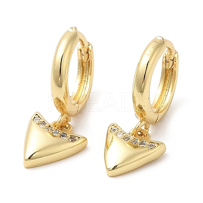 Rack Plating Brass Triangle Dangle Hoop Earrings with Cubic Zirconia EJEW-D061-26G-1