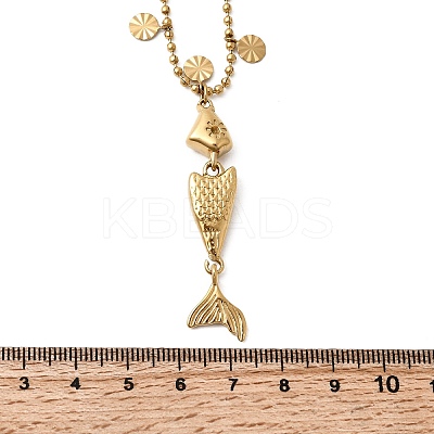 304 Stainless Steel Fish Pendant Necklaces for Women NJEW-F362-01G-1