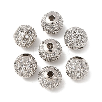 Round Brass Micro Pave Cubic Zirconia Beads X-ZIRC-N016-01P-8mm-1
