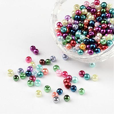 Mixed Glass Pearl Round Beads X-HYC001-1