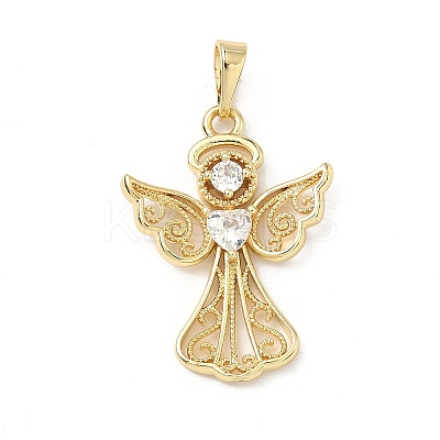 Brass Micro Pave Clear Cubic Zirconia Pendants KK-H255-16B-G-1