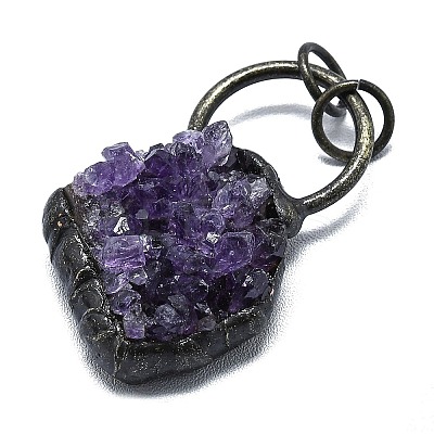 Electroplated Raw Natural Amethyst Pendants G-K404-03AB-1