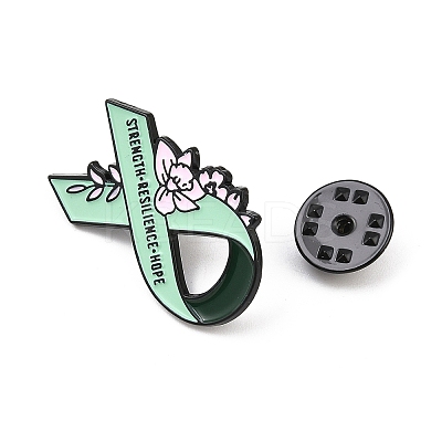 Strencth & Resilience & Hope Awareness Ribbon with Flower Enamel Pins LS-JEWB-D306-02EB-1
