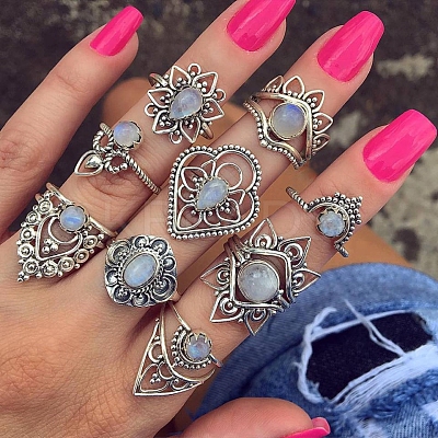 Natural Moonstone Finger Rings PW-WG82FD6-01-1