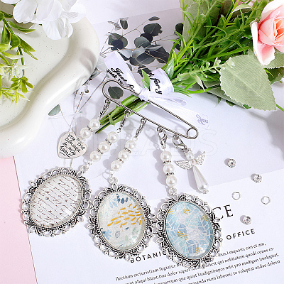 DIY Blank Charms Brooch Pendant Decoration with Imitation Pearl Beaded Making Kit DIY-SC0025-59-1
