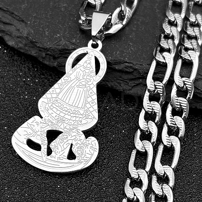 Virgin 201 Stainless Steel Pendant Necklaces for Men Women LS-NJEW-K283-18P-1