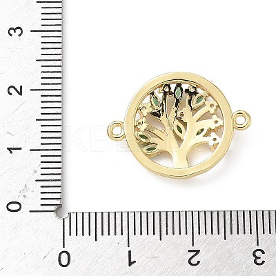 Brass Pave Clear and Green Cubic Zirconia Hollow Connector Charms KK-S337-05G-1