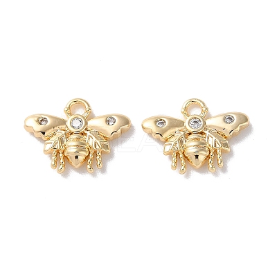 Brass Micro Pave Cubic Zirconia Charms KK-F867-11G-1