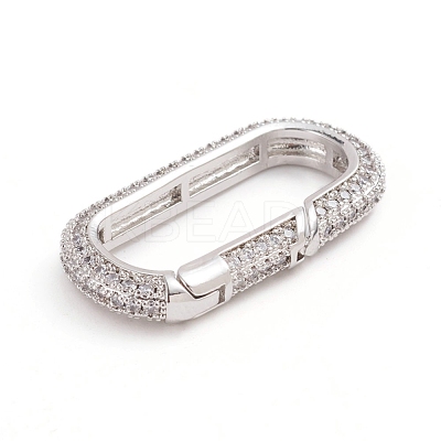 Brass Micro Pave Clear Cubic Zirconia Spring Gate Rings ZIRC-E164-06P-1