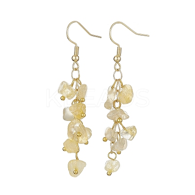 Natural Yellow Quartz Chips Dangle Earrings EJEW-JE05266-07-1