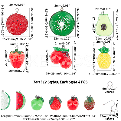DIY 24Pairs Fruits Themed Resin Earring Making Kits DIY-PH0003-24-1