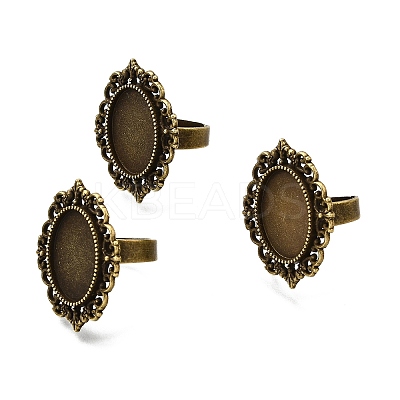 Vintage Adjustable Iron Finger Ring Components Alloy Cabochon Bezel Settings PALLOY-Q300-09AB-NR-1