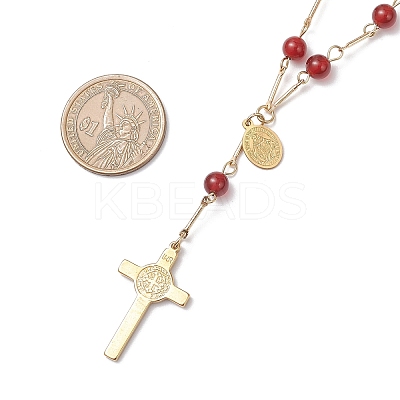 3Pcs 3 Styles Natural Carnelian & Green Aventurine & Tiger Eye Round Rosary Bead Necklaces NJEW-JN05574-1