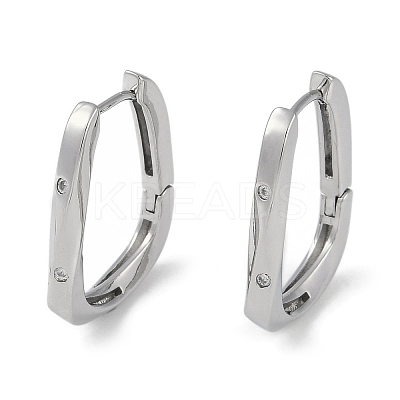 Clear Cubic Zirconia Hoop Earrings EJEW-L292-015P-1
