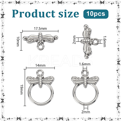 10Pcs 304 Stainless Steel Toggle Clasps STAS-PH0005-78-1