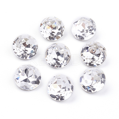 Pointed Back & Back Plated Glass Rhinestone Cabochons RGLA-J012-10mm-001-1