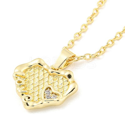 Heart Brass Micro Pave Clear Cubic Zirconia for Women NJEW-B100-07G-1
