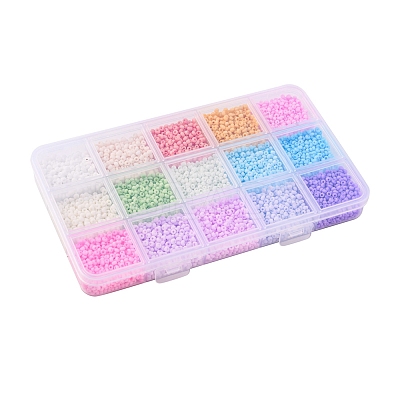 5250Pcs 15 Colors 8/0 Opaque Frosted Glass Seed Beads SEED-YW0001-74-A-1