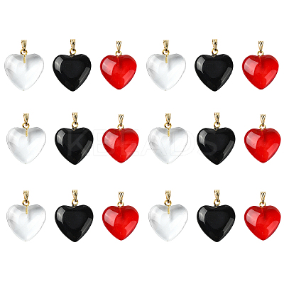 18Pcs 3 Colors Spray Painted Glass Pendants GLAA-YW0004-33-1