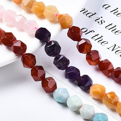 Chakra Theme Natural Tiger Eye & Rose Quartz & Amethyst & Topaz Jade & Red Agate & Amazonite & Sodalite Beads Strands LS-G-S376-002C-1