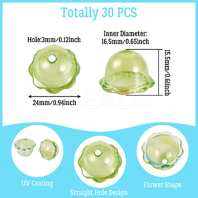 30Pcs UV Plating Acrylic Bead Caps PACR-TA0001-17E-1