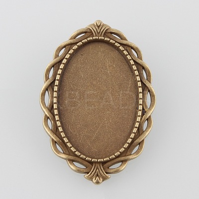 Vintage Alloy Brooch Cabochon Bezel Settings X-PALLOY-O038-28AB-NF-1