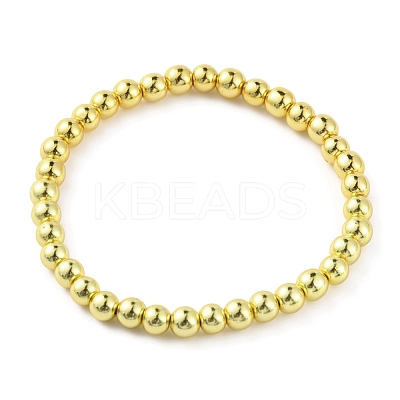Synthetic Hematite Round Beaded Stretch Bracelet BJEW-TAC0005-02G-02-1