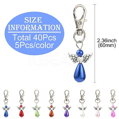 40Pcs 8 Colors Angel Plastic Pearl Pendant Decoration HJEW-CJ00062-1