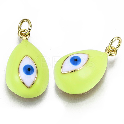 Real 16K Gold Plated Brass Enamel Pendants KK-S061-78-NR-1