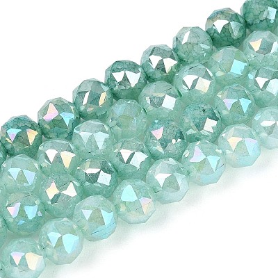 Anti-Tarnish Electroplate Glass Beads Strands GLAA-N064-6mm-08-1