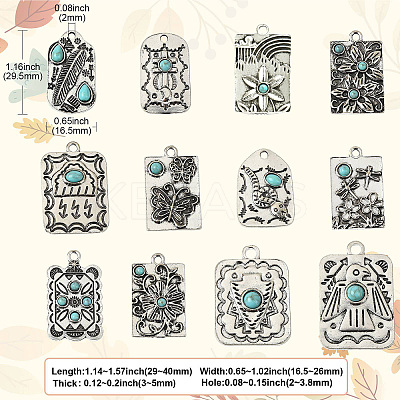 24Pcs 12 Styles Resin Imitation Turquoise Pendants FIND-CJ0003-52-1