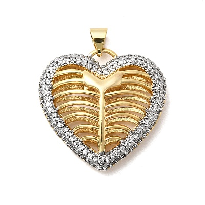 Brass Micro Pave Clear Cubic Zirconia Pendants KK-H519-14A-GP-1