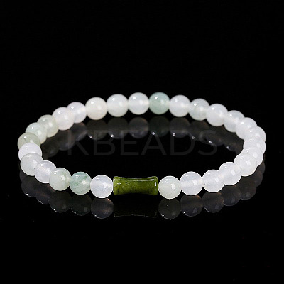 Natural Southern Jade Round Beads Stretch Bracelets WG583E5-10-1
