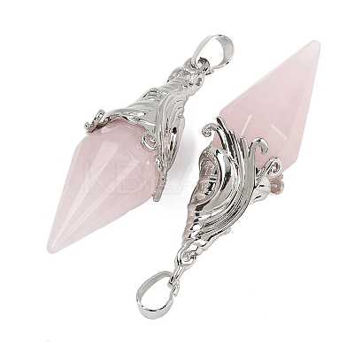 Natural Rose Quartz Faceted Bicone Big Pendants G-Z101-03P-08-1
