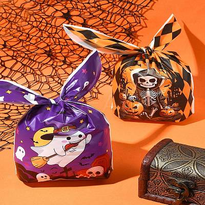 60Pcs 2 Styles Rabbit Shaped Halloween Candy Plastic Bags ABAG-FS0001-06-1