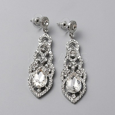 Crystal Rhinestone Teardrop Dangle Stud Earrings EJEW-WH0017-15P-1