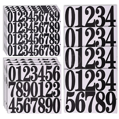 12 Sheets 3 Styles PVC Number Adhesive Decorative Stickers DIY-GL0004-59-1