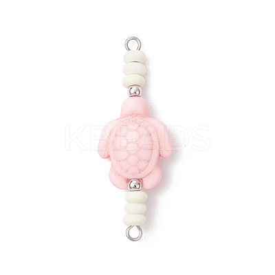 Dyed Synthetic Turquoise Sea Animal Rondelle Beaded Connector Charms PALLOY-JF04058-02-1