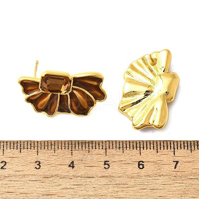 Brass Enamel Stud Earrings EJEW-B120-01G-01-1