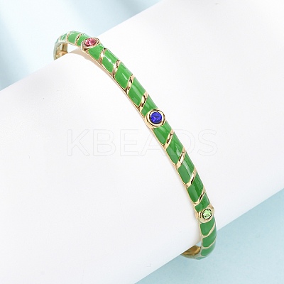 304 Stainless Steel Enamel Cuff Bangles for Women LS-BJEW-H637-02A-G-1