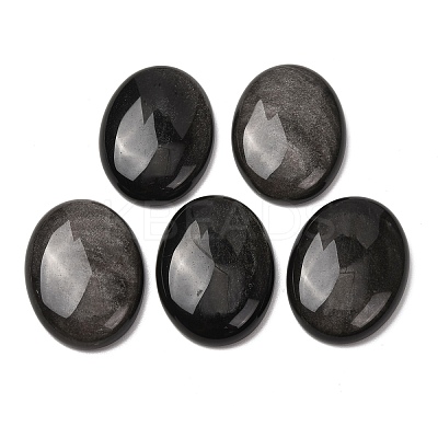 Natural Silver Sheen Obsidian Cabochons G-G741-30x40mm-23-1