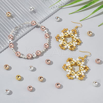 60Pcs 4 Colors Rack Plating Brass Beads KK-PH0009-19-1