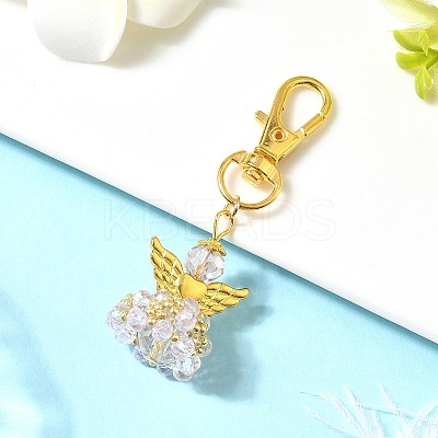 Angel Glass & Alloy Pendant Decorations HJEW-MZ00360-09-1