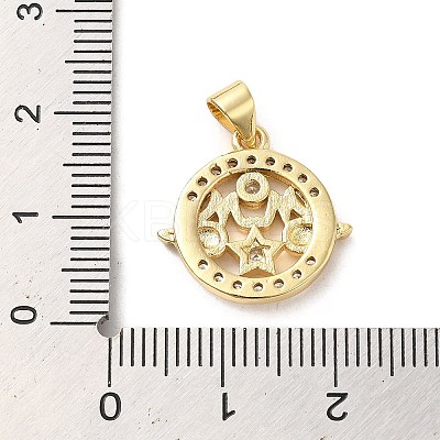 Rack Plating Brass Micro Pave Clear Cubic Zirconia Pendants KK-A206-09G-1