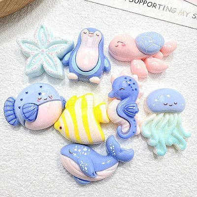 Ocean Theme Opaque Resin Cabochons RESI-K030-05-1