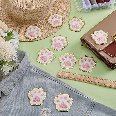 10Pcs Polyester Paw Print Iron on/Sew On Patches PATC-FG0002-76-1
